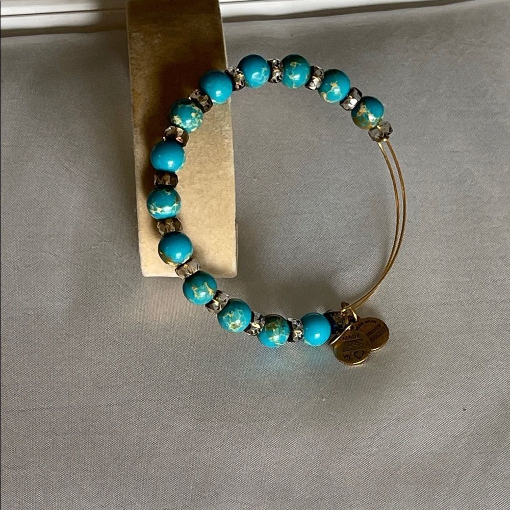Alex and Ani Turquoise and Gold Beaded Bracelet